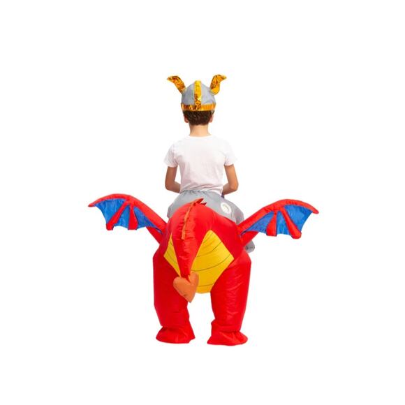 Red Ride A Flying Fire Dragon Inflatable Deluxe Halloween Costume Size M 7-10yrs - Picture 2 of 6